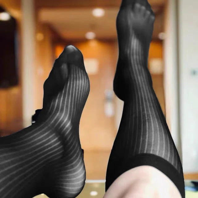Dress Tube Socks Man Sheer Stockings Men Ultra Thin Erotic Formal Wear Socks Man Sexy Transparent Business Socks