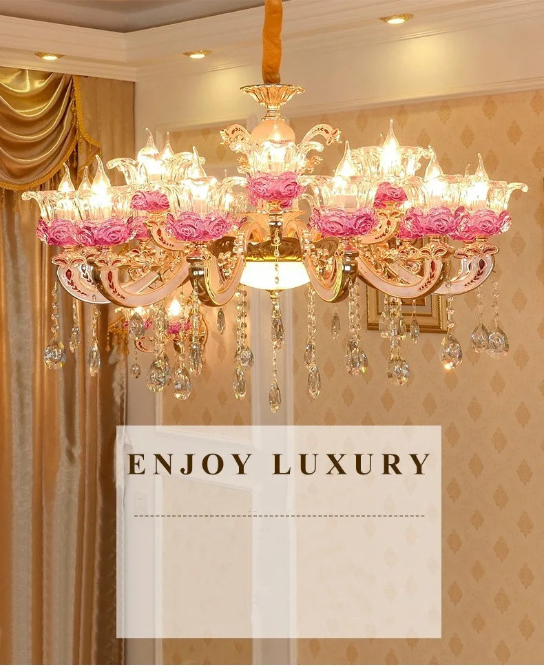 Luxury Living Room Chandelier Crystals Glass Hall Main Pendant Lamps Restaurant Bedroom French Creative Hanging Light Luminaire