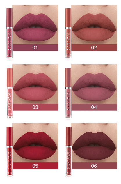 6Pcs/Box Makeup Lipstick Liquid Set Velvet Matte Gloss Lip Red Lipstick Nude Women Long Lasting Waterproof Beauty Cosmetic Kit