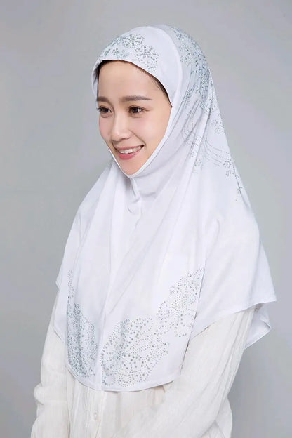 H006 Adults or big gilrs good size muslim hijab scarf with rhinestones islamic headscarf hat armia pull on headwrap ramadan gift