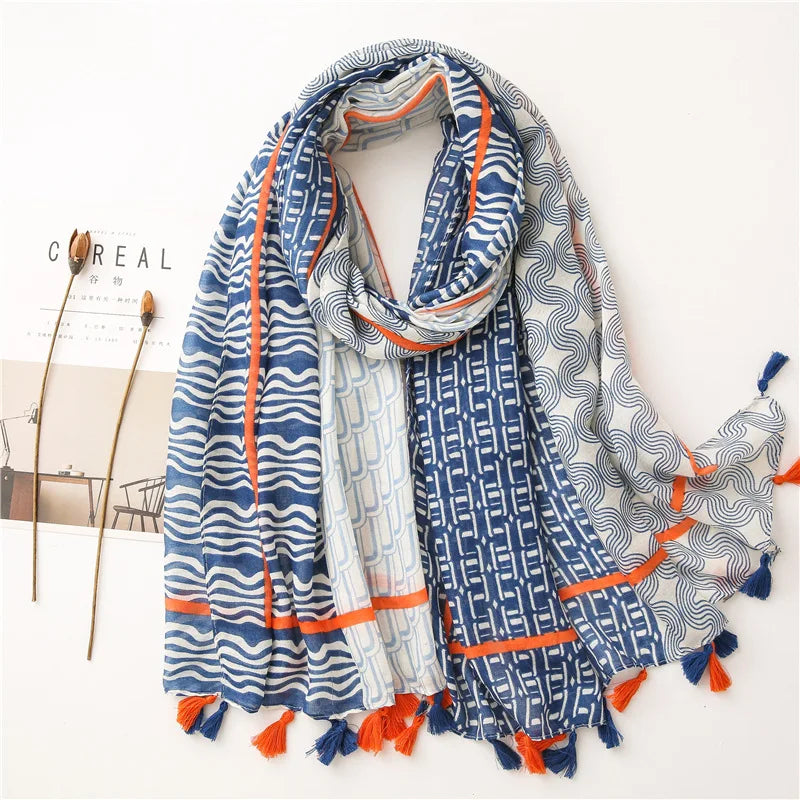 2020 New Fashion Print Summer Women cotton Scarf Polka Dot Beach Hijab Shawls and Wraps Female Foulard Echarpe Designer Bandana