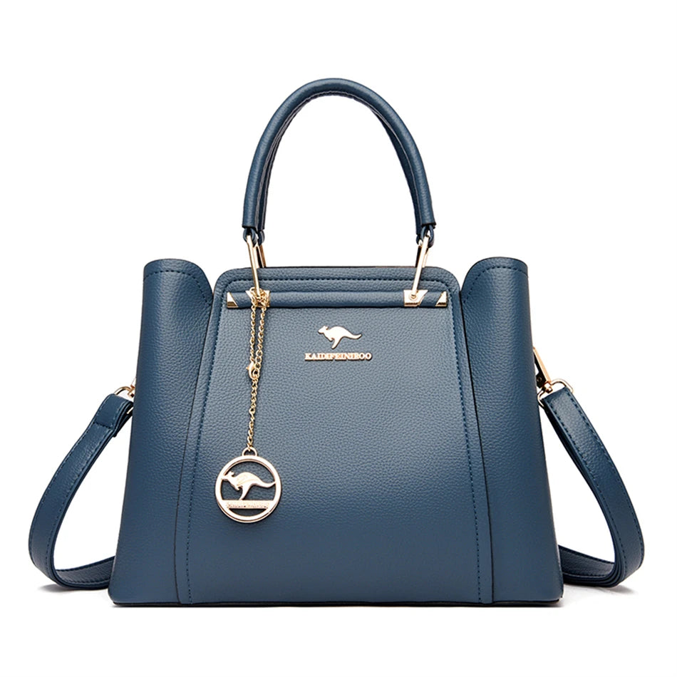 Casual Tote Women's Soft Leather Handbag Luxury Designer 3 Layers Shoulder Crossbody Bag Lady Large Capacity Shopper Sac A Main