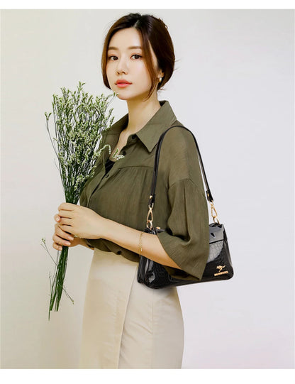3 Layers Women Handbag Purses Luxury Designer Patent Leather Shoulder Messenger Crossbody Bags for Female Vintage Sac A Main New