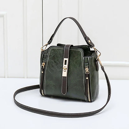 New Arrival PU Leather Bucket Shoulder Bags for Women Solid Color Crossbody Small Handbag Zipper Phone Purse Messenger Bag Pouch