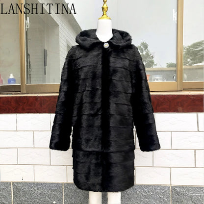 High Quality 100% Real Mink Fur Coat Removable Sleeves And Bottom Winter Genuine Leather Coat And Jacket Natural Fur Coat