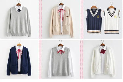 2020 Spring Cosplay School Uniform Sweater For Girls Women Long Sleeve Knitted Japanese Sailor Uniform Cardigans