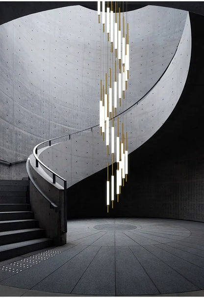 Led Pendant Light Golden Black Long Line Hanging Long Branch Chandelier Compound Attic Living Room Staircase Lighting Chandelier