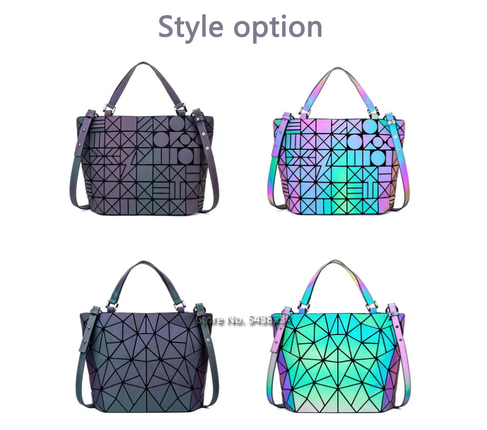 Luminous Bag Sequins Geometric Bags for Women 2024 Quilted Shoulder Bags Laser Plain Folding Female Handbags Bolsa Feminina