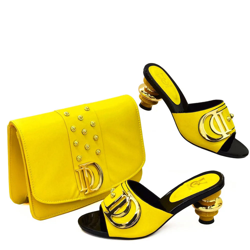 2023 Italian Design Summer Rhinestone Party High Heel Sandals for Nigerian Women Fashion High Quality Wedding Shoes and Bags