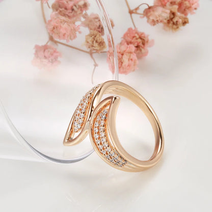 JULYDREAM Personality Cross Design Double Zircon Rings 585 Gold Color Wedding Party Luxury Women Jewelry Gothic Accessories