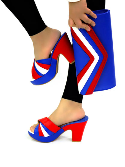 Latest Italian Designer Shoes and Bags Matching Set Nigerian Women Party Pumps High Heels Rhinestone Women Wedding Shoe Elegant