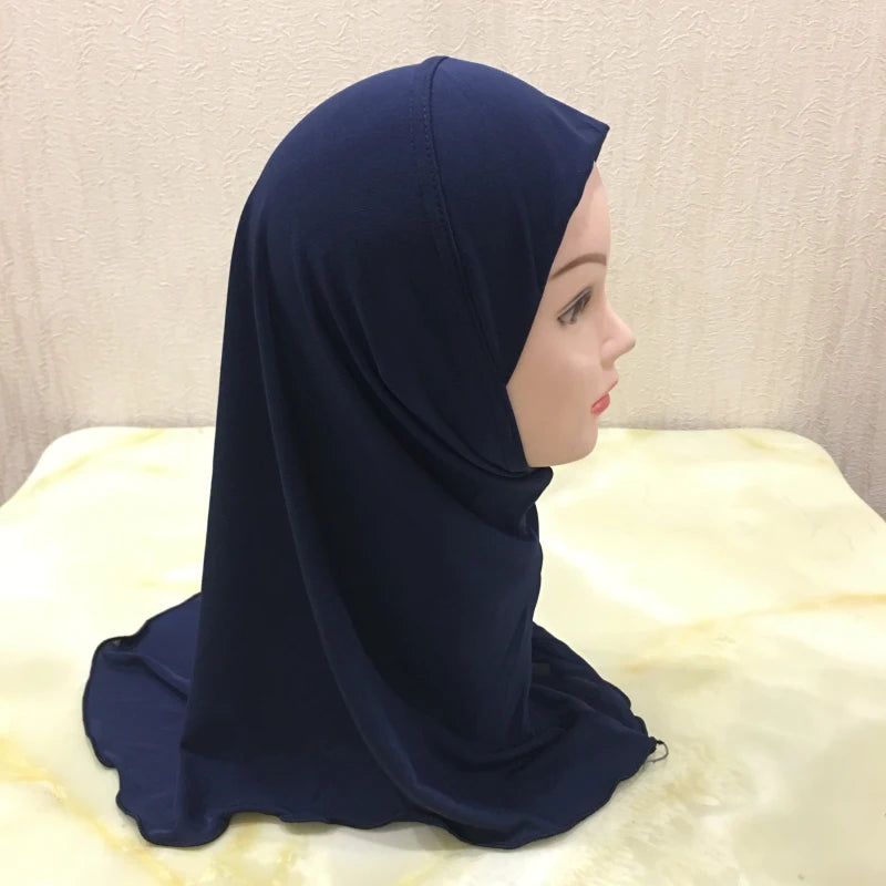 H061 Beautiful plain small girl hijab simple cute hijab hats women's caps can fit 2-6 years old girls