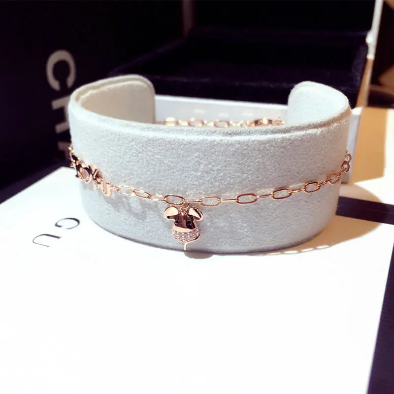 Korean Fashion Exquisite Luxury Lady Bracelets Buckle AAA Top Quality Bangles Shine Women Trend Charm Jewelry Romantic Pendant