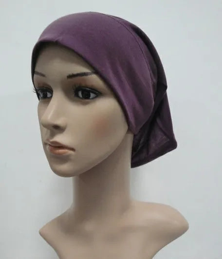 H065 plain tube hats Muslim Turban Pure Color Stretch Inner Hijabs For Caps Ready To Wear Women Head Scarf Under Hijab Bonnet