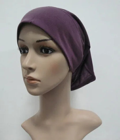 H065 plain tube hats Muslim Turban Pure Color Stretch Inner Hijabs For Caps Ready To Wear Women Head Scarf Under Hijab Bonnet