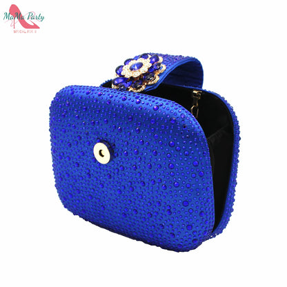Buckle Strap Sandals Nigerian Women Shoes and Bag Set in Yellow Color with Shinning Crystal Italian Lady Shoes and Bag for Party