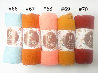 12pcs/lot Plain Wrinkle Wrap Cotton Viscose Long Shawl Scarf Women Crinkle Hijab Shawl Muslim Head Hijab scarf wholesale