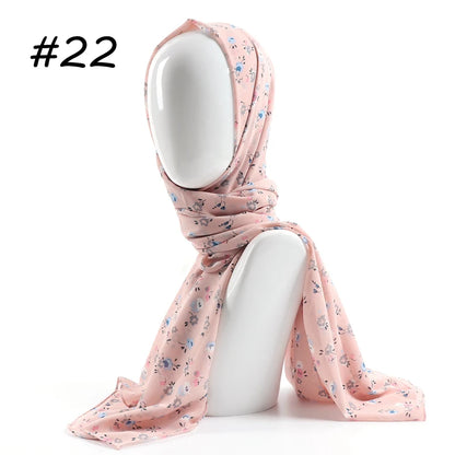 70*180cm Women Printed Soft Floral Muslim Chiffon Hijab Head Scarf Wraps New Designs