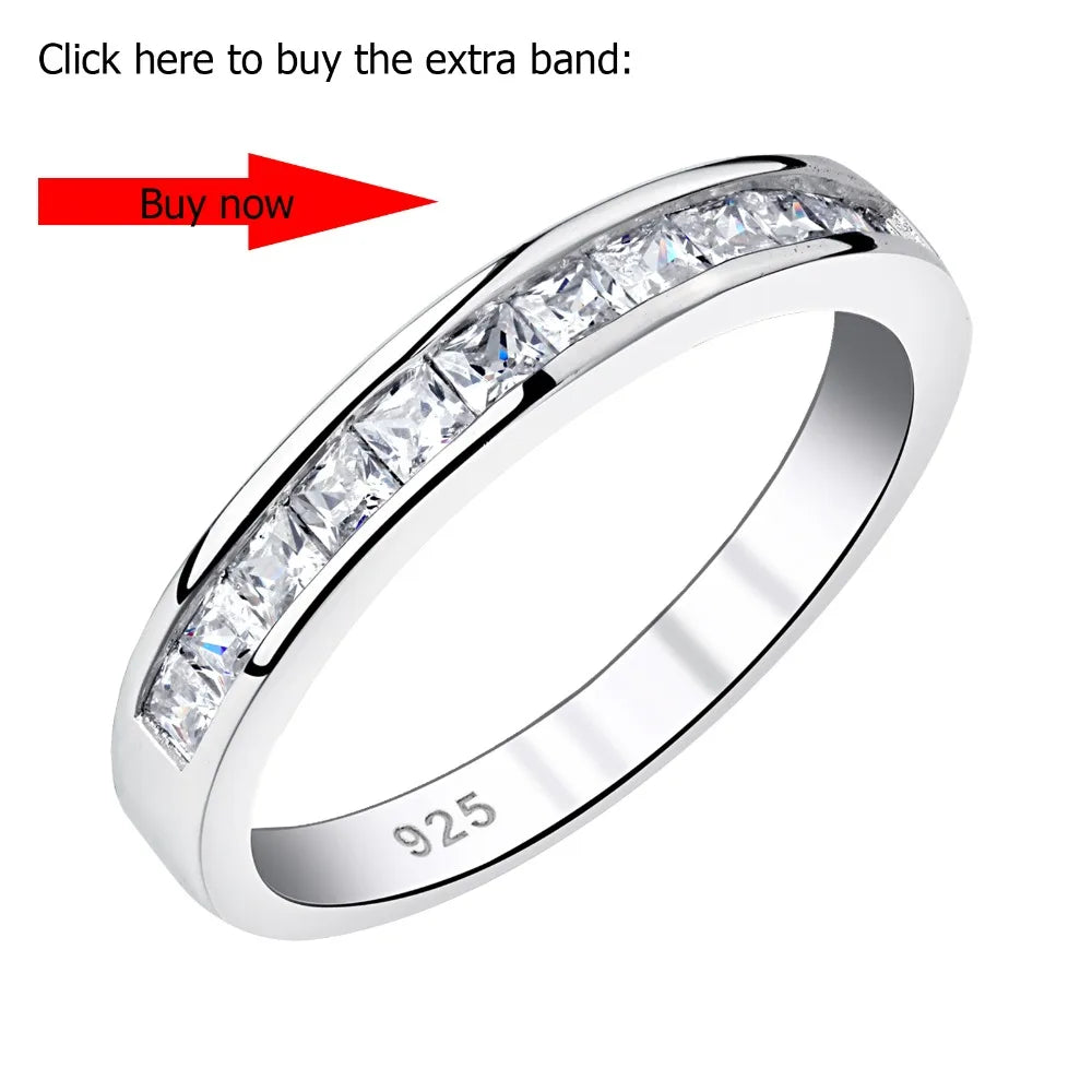 Newshe 2 Pcs GRA Certified Moissanite Princess Cut Wedding Rings Set for Women 925 Sterling Silver Engagement Ring Jewelry