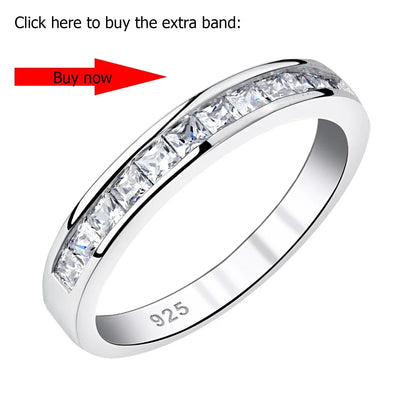 Newshe 2 Pcs GRA Certified Moissanite Princess Cut Wedding Rings Set for Women 925 Sterling Silver Engagement Ring Jewelry