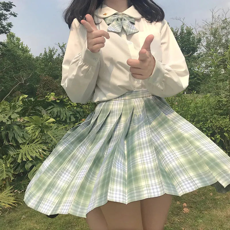 Full Set School Clothes Japanese Style Uniform Long Sleeve Jk Seifuku for Girl High Waist Pleated Skirt Anime Cosplay Schoolgirl