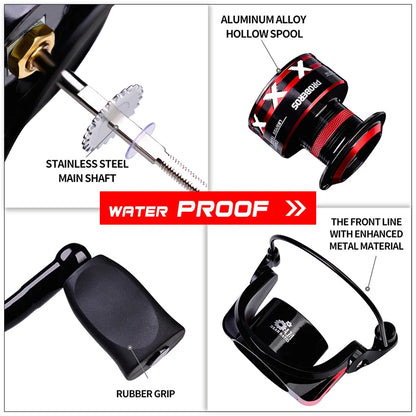 PROBEROS Spinning Reel 9-23KG Max Drag Fishing Reel 1000-8000 Series CNC Mechine Fishing Wheel Metal Spool Saltwater Carp Reel
