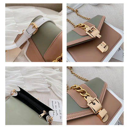 Yogodlns Small Summer Contrast Color PU Leather Crossbody Bags For Women New  Chain Shoulder Messenger Handbags Lady Hand Bag
