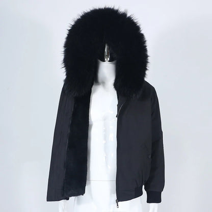 OFTBUY Waterproof Men Bomber Parka Winter Jacket Natural Real Raccoon Fox Fur Coat Collar Hooded Rabbit Liner Streetwear