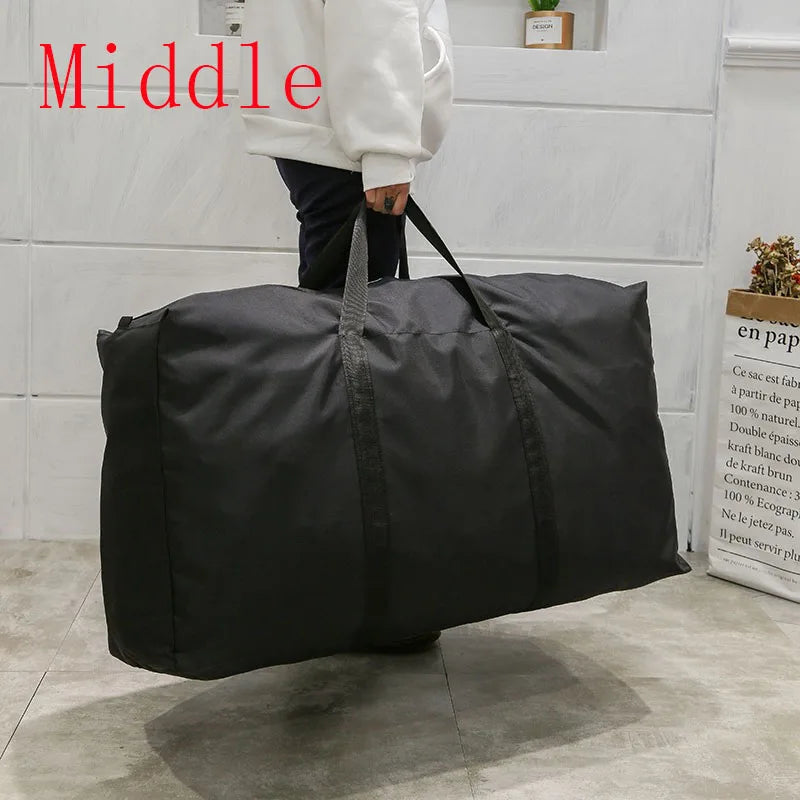 Unisex Thin Folding Luggage Bag Big Capacity Wearable Duffle Bag Casual Light Men Handbag Weekender Oxford Clothing Storage Bags