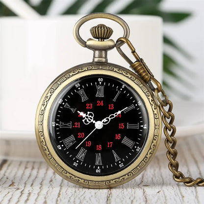 Bronze Retro Roman Numerals Display Quartz Pocket Watch Vintage Pendant Clock for Men Women Fob Sweater Chain / Hanging Chain