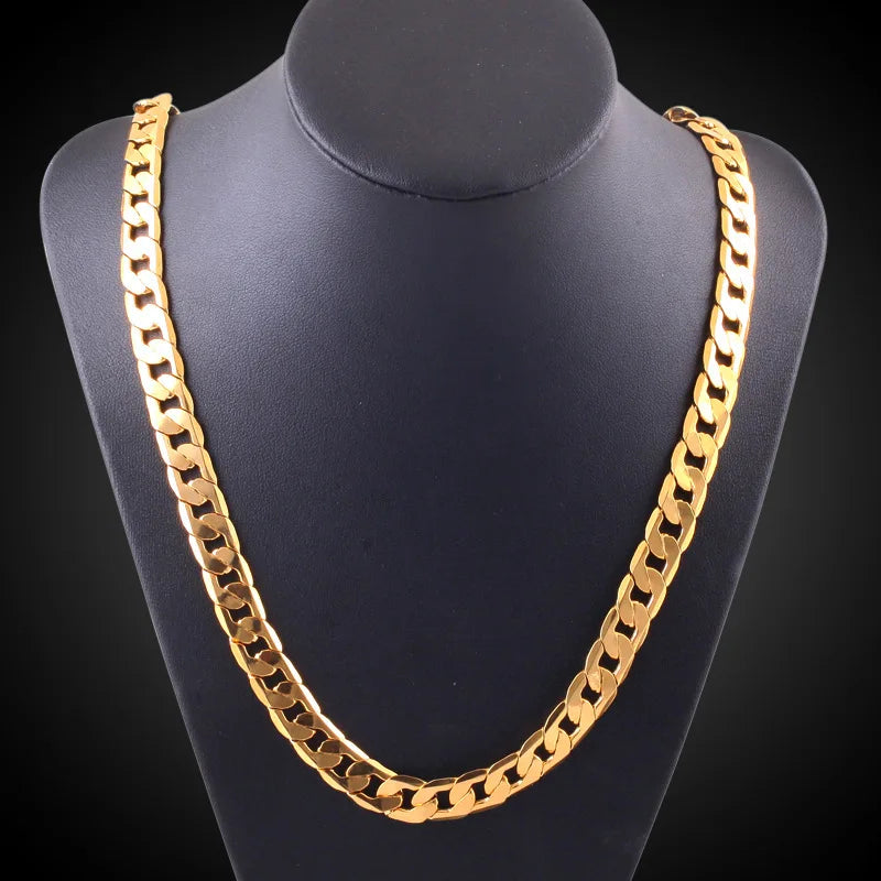 Noble 18K gold Charms 8MM sideways chain Necklace for Men women Luxury Fashion Party Wedding Versatile Jewelry Christmas Gifts