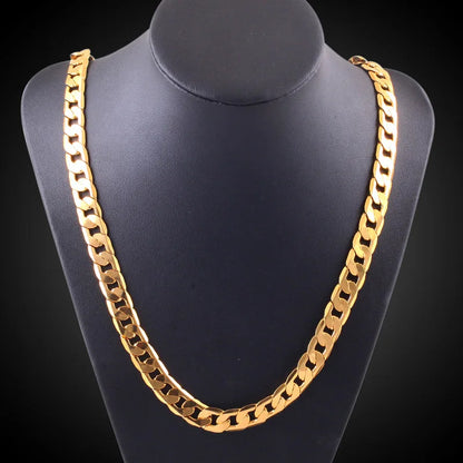 Noble 18K gold Charms 8MM sideways chain Necklace for Men women Luxury Fashion Party Wedding Versatile Jewelry Christmas Gifts