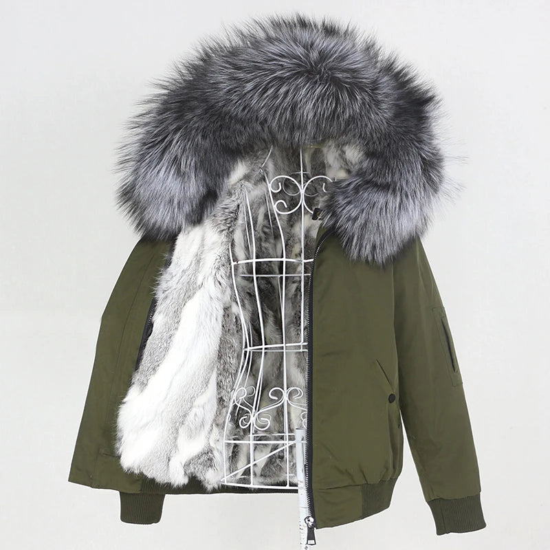 OFTBUY Waterproof Men Bomber Parka Winter Jacket Natural Real Raccoon Fox Fur Coat Collar Hooded Rabbit Liner Streetwear