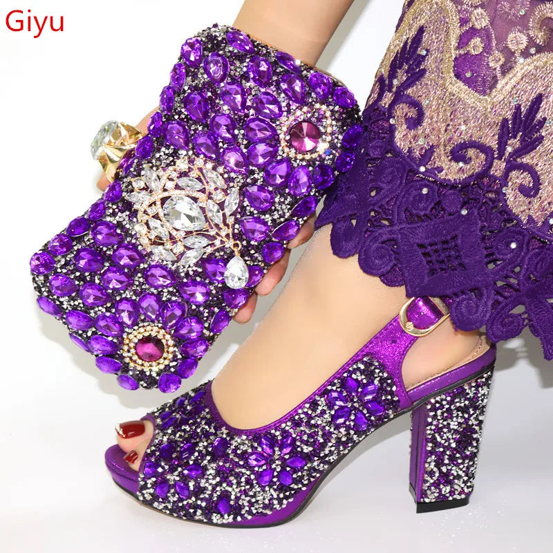Doershow Women Shoes and Bags To Match Set Italy Party Pumps Italian Matching Shoe and Bag Set for Party shoes! 1-2