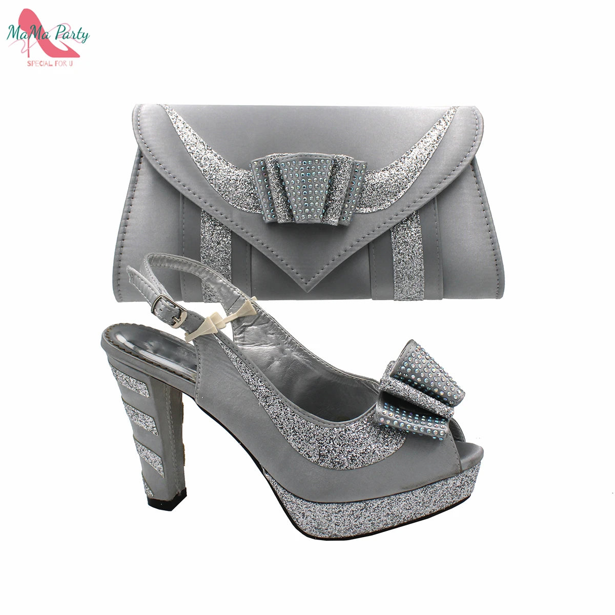2024 High Quality Fashion Nigerian Women Shoes Matching Bag Set in Royal Blue Color Specials Design with Appliques for Party
