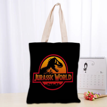 Custom Jurassic Park Logo Tote Bag Reusable Women Canvas Shoulder Bag Handbag Shoulder Pouch Foldable Canvas Shopping Bags
