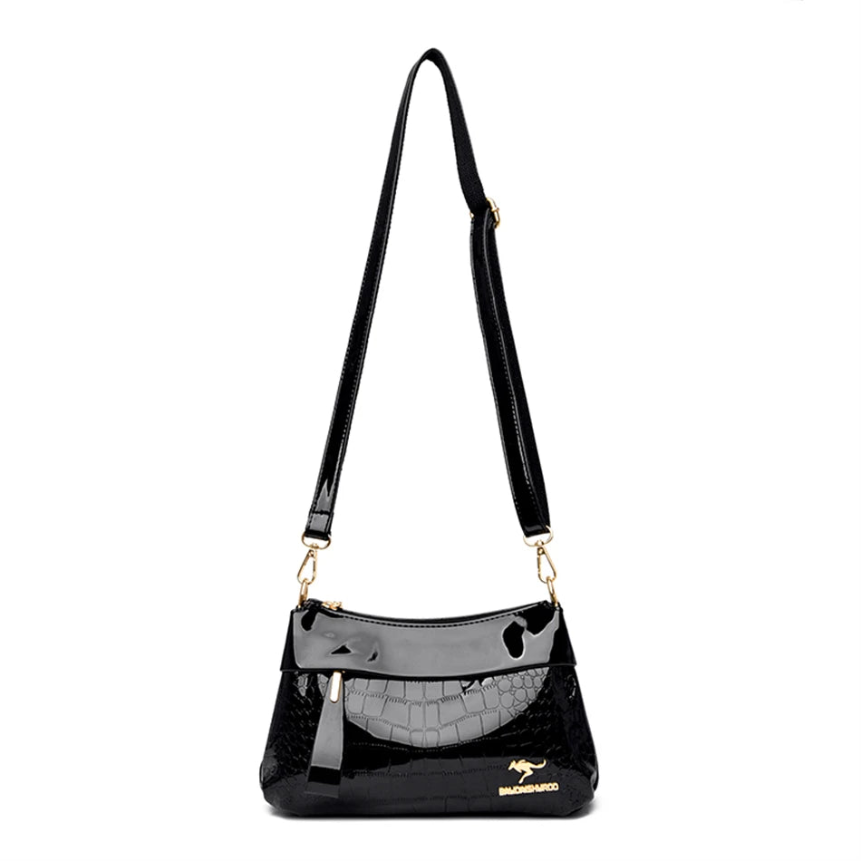 3 Layers Women Handbag Purses Luxury Designer Patent Leather Shoulder Messenger Crossbody Bags for Female Vintage Sac A Main New