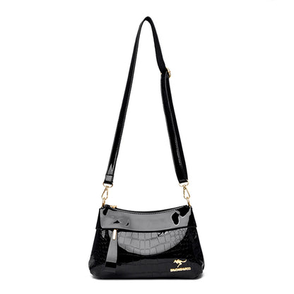 3 Layers Women Handbag Purses Luxury Designer Patent Leather Shoulder Messenger Crossbody Bags for Female Vintage Sac A Main New