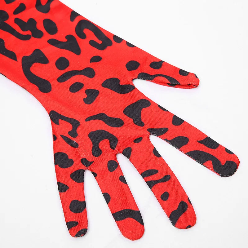 OMSJ Hot Selling Trendy Hipster Turtleneck Rompers For Women Full Sleeve Connection Gloves Leopard Print Streetwear Y2k Body Top