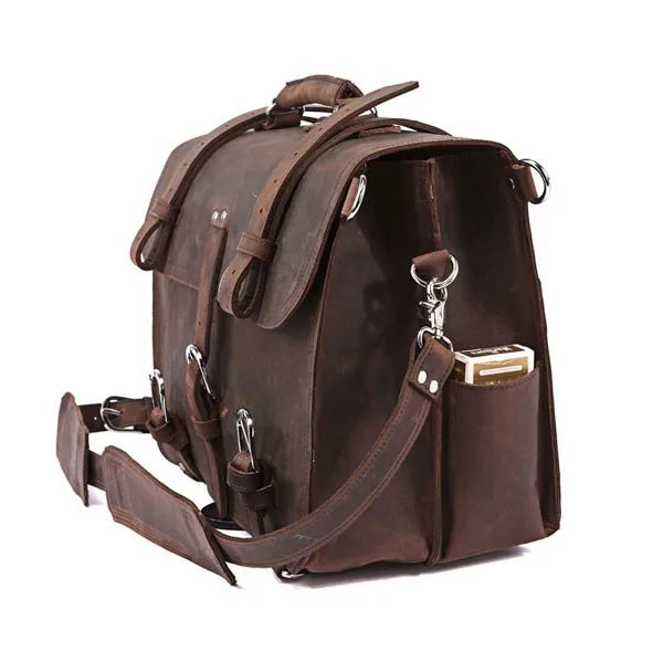 Vintage Crazy Horse Genuine Leather Men Briefcase Business Bag Large Leather Briefcase Male 15.6"Laptop Case Shoulder Bag office
