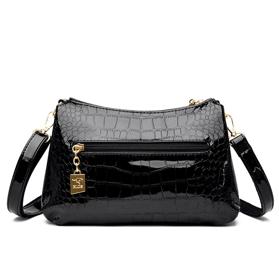 3 Layers Women Handbag Purses Luxury Designer Patent Leather Shoulder Messenger Crossbody Bags for Female Vintage Sac A Main New