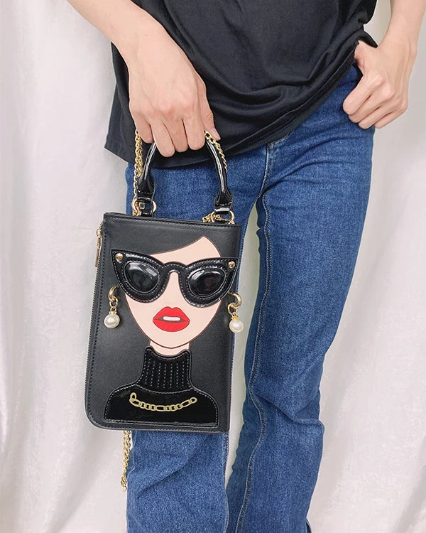 Sexy Lady Face Purses and Handbags for Women Fashion Designer Chain Shoulder Bag Party Clutch Funky Female Crossbody Bags 2022