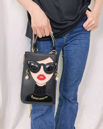 Sexy Lady Face Purses and Handbags for Women Fashion Designer Chain Shoulder Bag Party Clutch Funky Female Crossbody Bags 2022