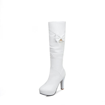 Platform Boots 2020 Female Knee High Boots Women Leather Comfortable Autumn Winter  High Heel Long Boots PLus Size32-43 A50-16