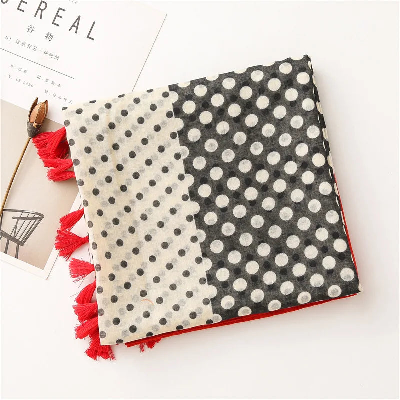2020 New Fashion Print Summer Women cotton Scarf Polka Dot Beach Hijab Shawls and Wraps Female Foulard Echarpe Designer Bandana