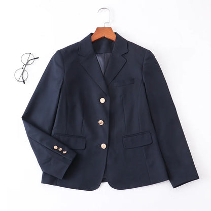 Japan Preppy Style Women's Navy Blue Coat Set Kawaii High School Class Girl Student Uniform Cute JK Blazer Clothing for Autumn