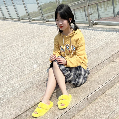 Slippers Ladies Summer Fluffy Mink Fur Slippers 100% Mink Fur Slippers Ladies Sandals 2021 Home Slippers Girls Outdoor Slippers