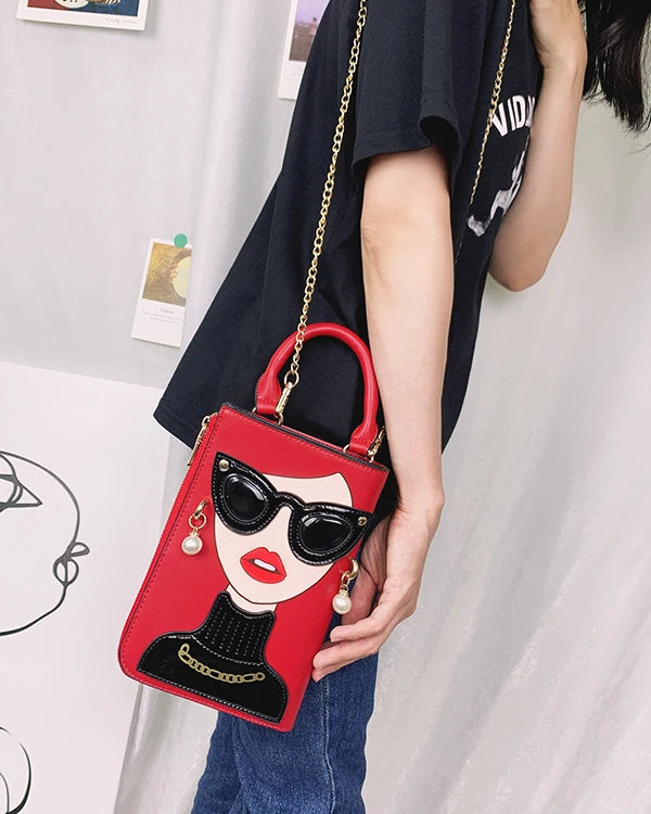Sexy Lady Face Purses and Handbags for Women Fashion Designer Chain Shoulder Bag Party Clutch Funky Female Crossbody Bags 2022