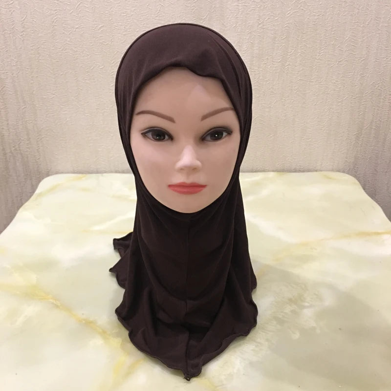 H061 Beautiful plain small girl hijab simple cute hijab hats women's caps can fit 2-6 years old girls