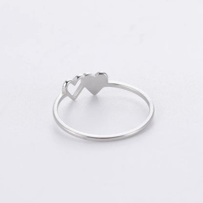 COOLTIME Initial Letter Ring for Women Stainless Steel A-Z Alphabet Double Heart Rings Simple Wedding Cheap Gift For Lover